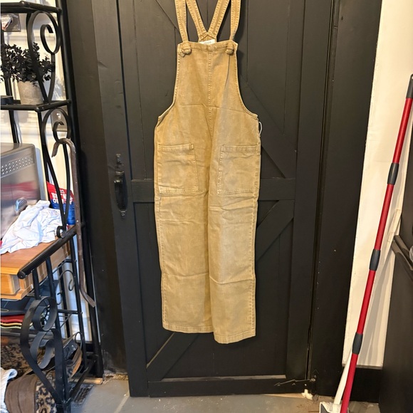 Zenana Outfitters Denim - Zenana Outfitters Corduroy Dungaree Top in Tan